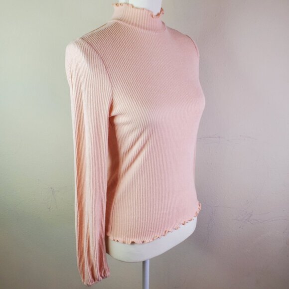 American Rag Juniors Blush Ribbed Mock Neck Top S - Picture 1 of 9